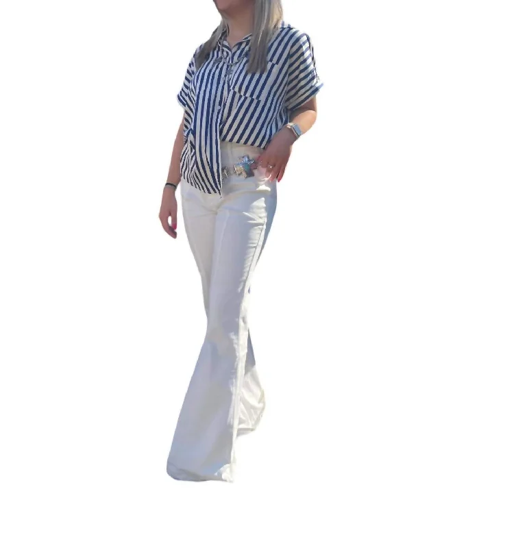 Simple Daily Wear Malina Flare Pants In Off White