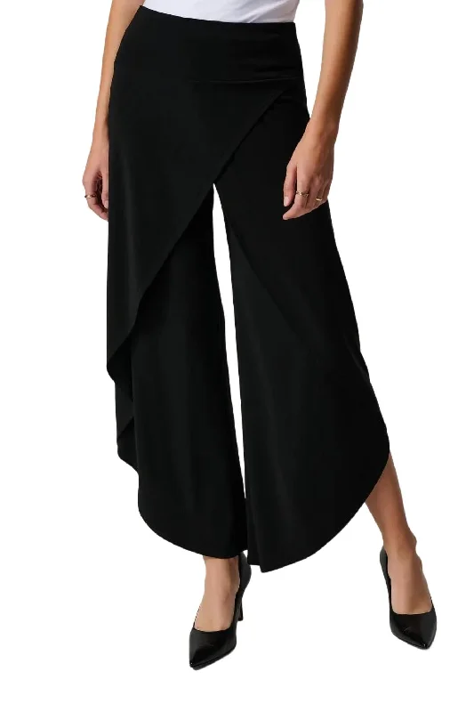 Sports Jumpsuit Overlay Palazzo Pant In Black