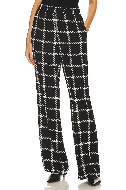 Casual Cartoon Style Owen Pant In Black & White Plaid