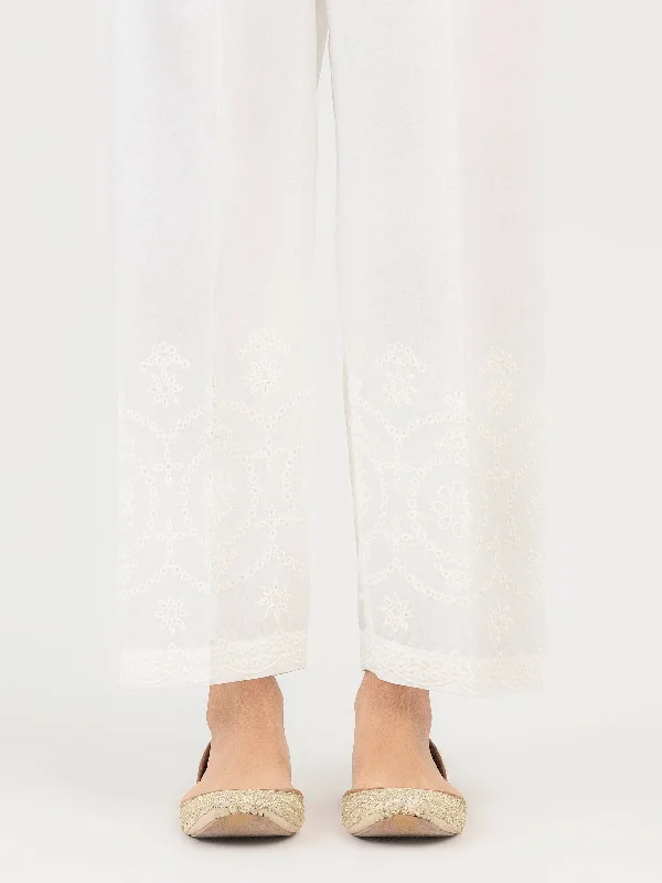 Elegant Lapel Style Cambric Trouser-Embroidered (Pret)