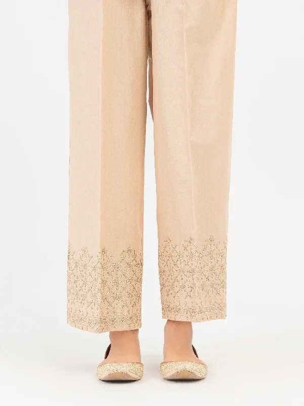 Casual Basic Style Cambric Trouser-Embroidered (Pret)