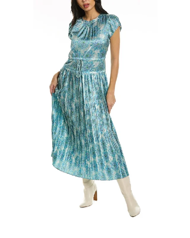 Elegant Long Skirt Style Rebecca Taylor Astera Fleur Pleated Midi Dress