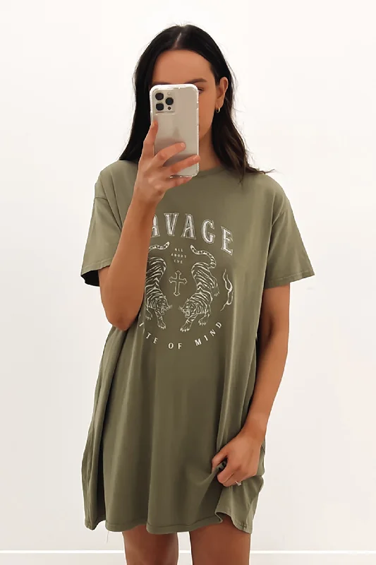 Elegant Small Dress Savage Tee Dress Khaki