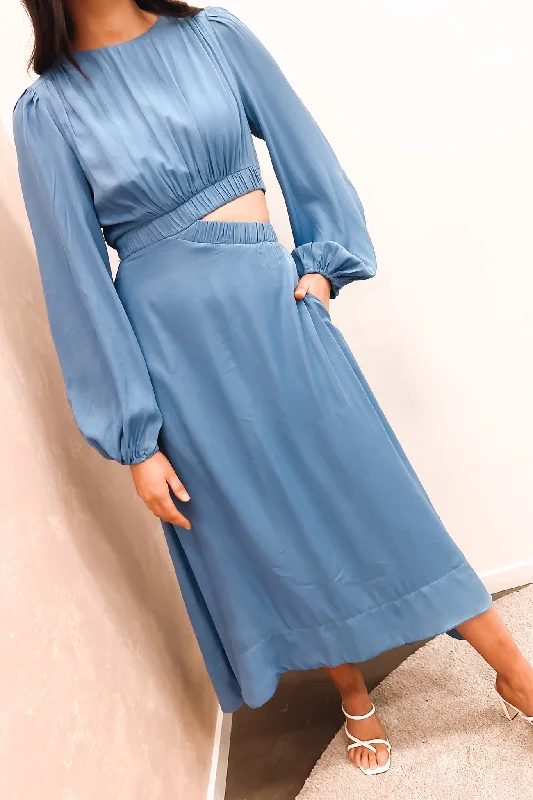 Casual Cartoon Style Sienah Maxi Dress Blue