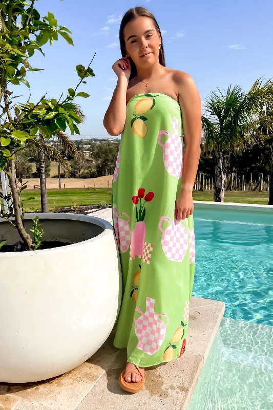 Sports Suit Style Sloane Maxi Dress Green Lemon Papaya