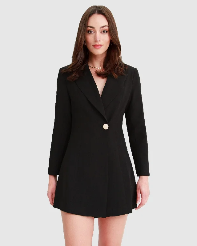 Simple Design Skirt The Avenue Blazer Dress - Black -Final Sale