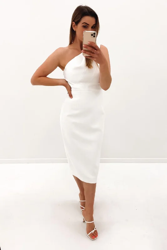 Elegant And Unique Design The Introspect One Shoulder Dress White