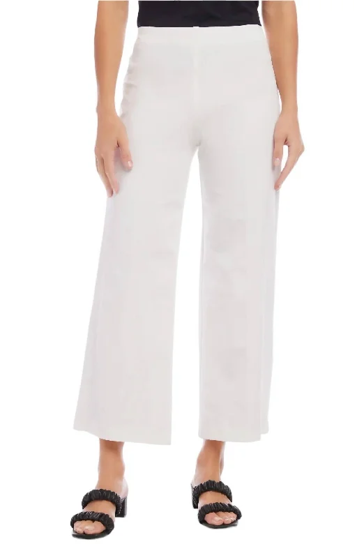 Casual Classic Design Wide-Leg Crop Pants In Off White