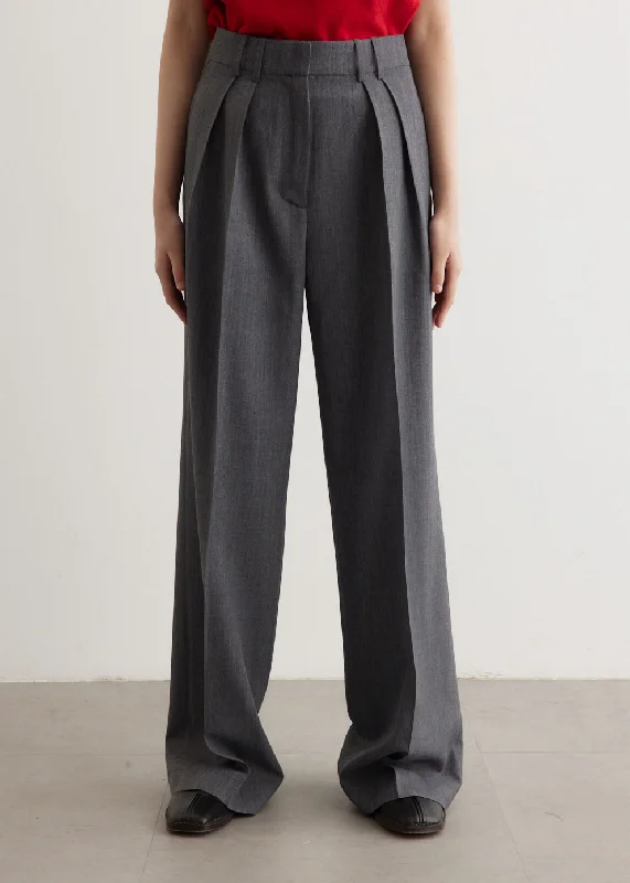 Romantic Pastoral Style Wide Leg Double Pleated Trousers