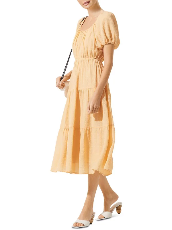 Elegant And Sweet Style Womens Tiered Short Sleeves Midi Dress